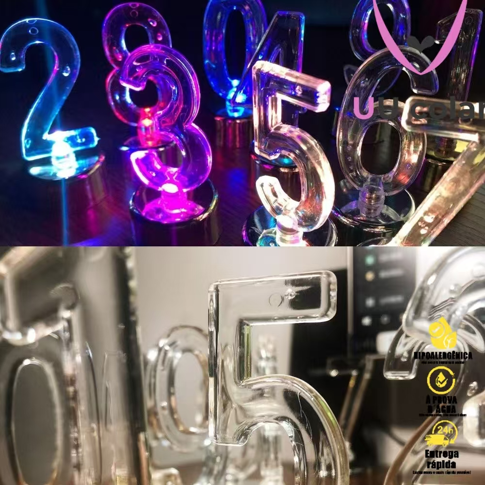 Vela LED Eletrônica Número Multicolor – Luz de Chá Piscante para Contagem Regressiva e Celebrações