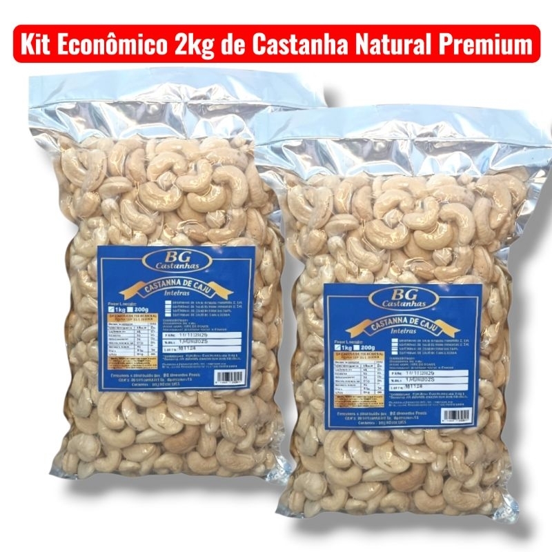 Castanha de Caju Inteira Natural  W1 2KG em Oferta na Shopee