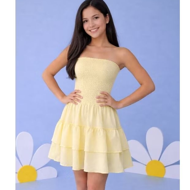Vestido Infantil Juvenil Meninas Tecido Confortável com Lastex Babado Tomara que Caia Rodado Delicado Moda Verão em Oferta na Shopee
