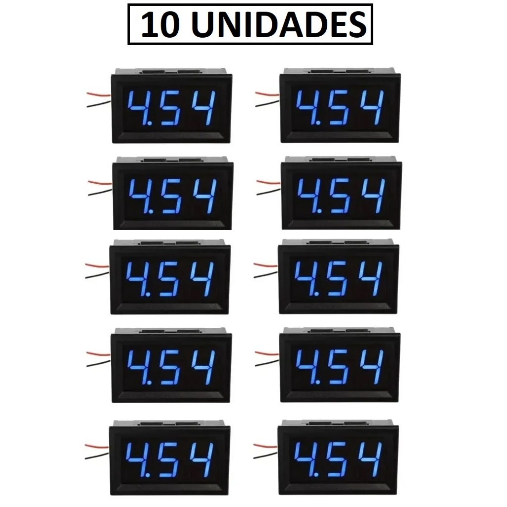 Kit 10 Voltimetro Digital Medidor de Voltagem Dc 4,5v-32v Mini Azul em Oferta na Shopee