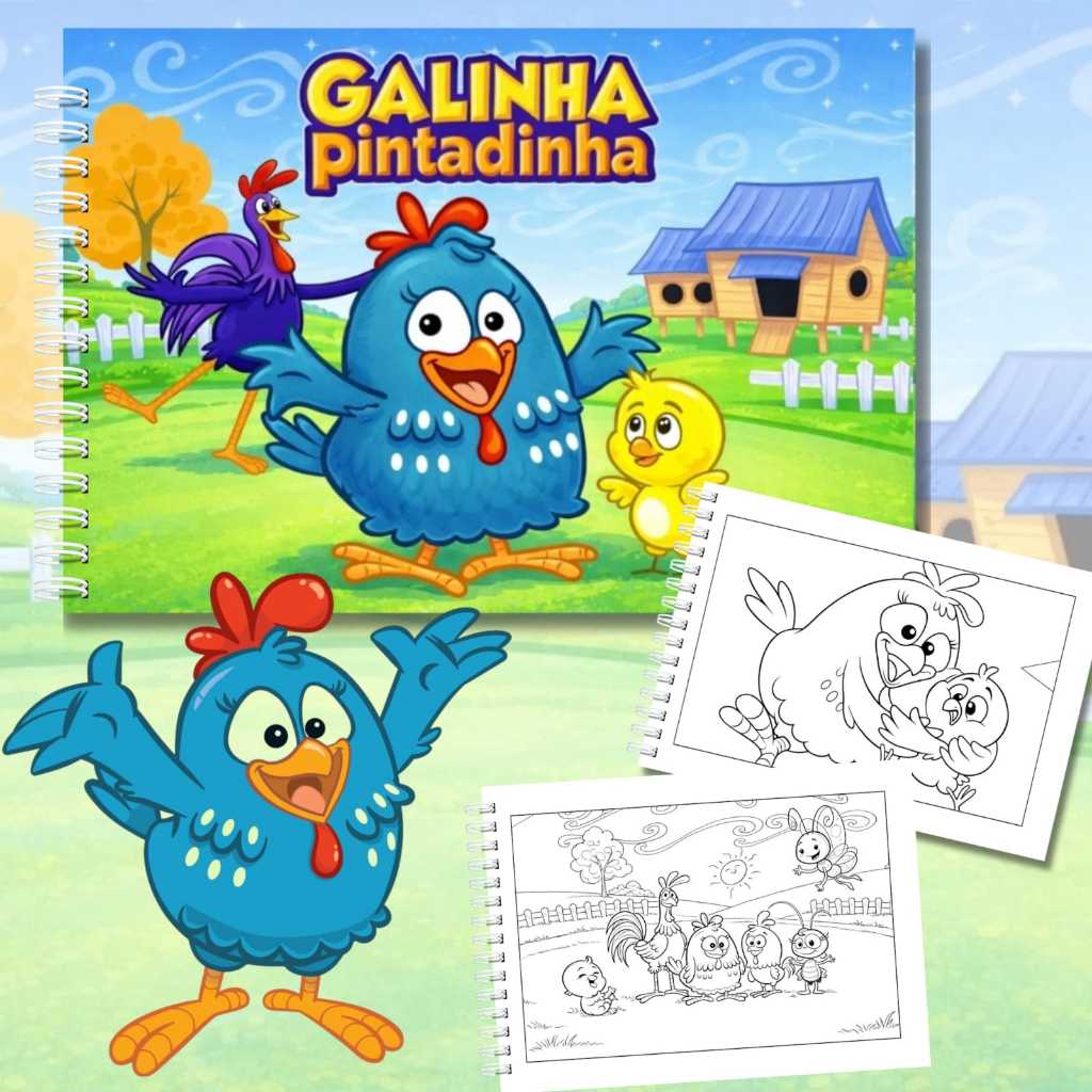 Livro de Colorir Galinha Pintadinha A5 | Capa Dura | Papel 180g | Ideal para Crianças em Oferta na Shopee