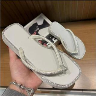 CHINELO OU SANDALIA SALTO BAIXO |  RASTEIRINHA BRANCA COM STRASS FEMININA LEVE BRILHANTE CONFORTAVEL em Oferta na Shopee