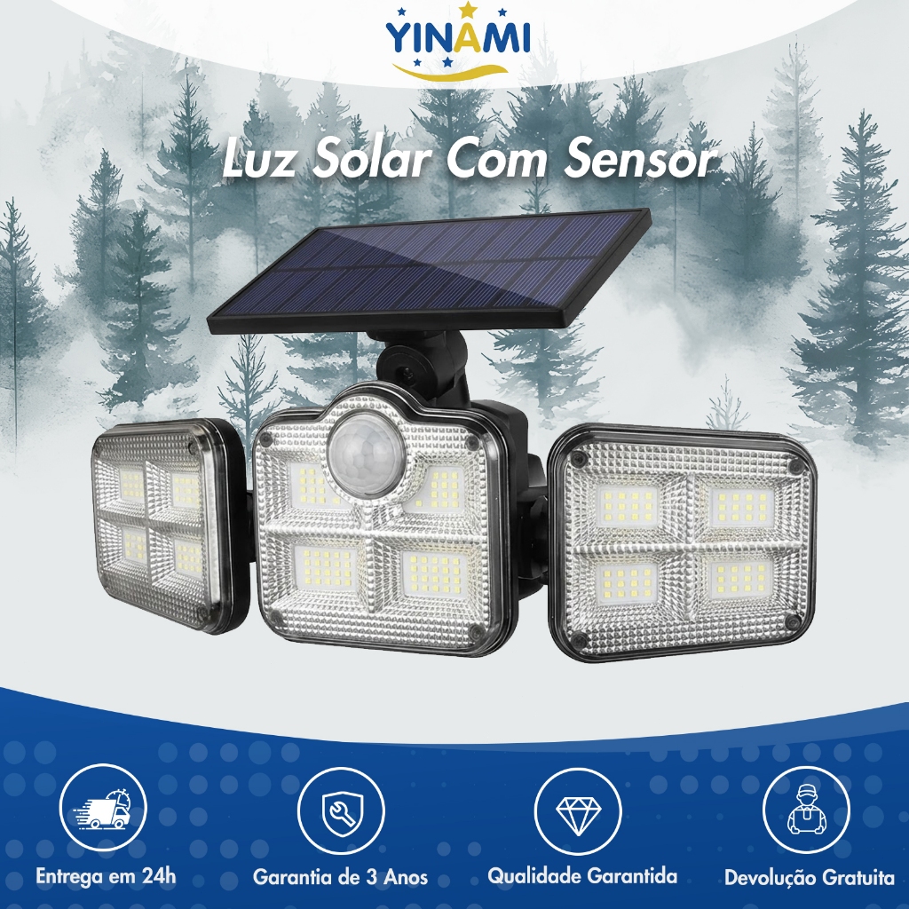 Luminaria Solar Led Sensor De Movimento Controle Remoto Com Painel Cabeças Giratorias em Oferta na Shopee