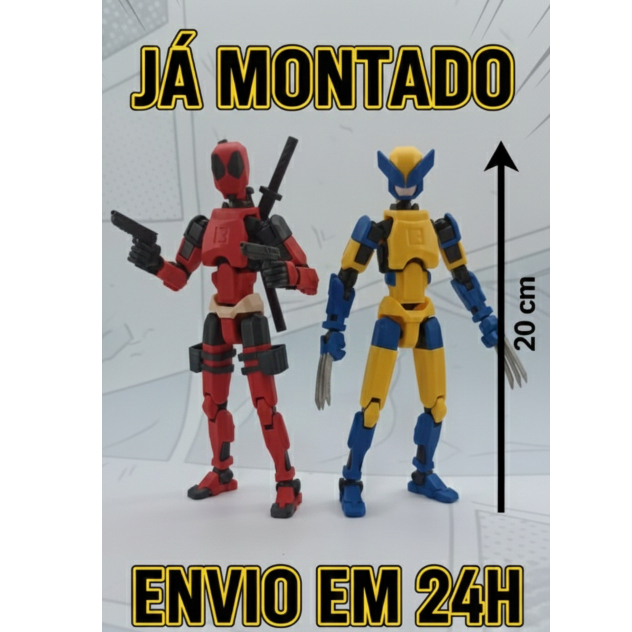 Boneco Dummy 13 Articulado Deadpool e Wolverine 20cm Já Montado