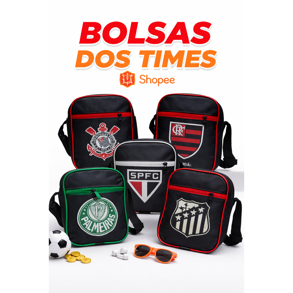 Bolsa Infantil Time Futebol Torcida De Menino Bag Transversal Infantil Pochete Masculina