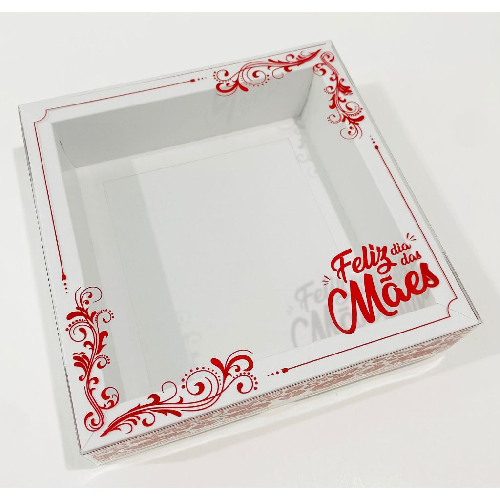 Kit 10 até 40 Caixa 16x16x5 cm Feliz Dia das Mães para Presente com Visor Caixa Kraft Embala Cristal em Oferta na Shopee