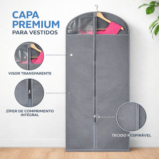 Capa Protetora para Roupa – Capa para Vestido Longo de Festa, Cabide, Organizador de Guarda-roupa