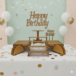 Kit Festa Provençal 8 Peças Festa Decoração MDF - Madeira Crú em Oferta na Shopee