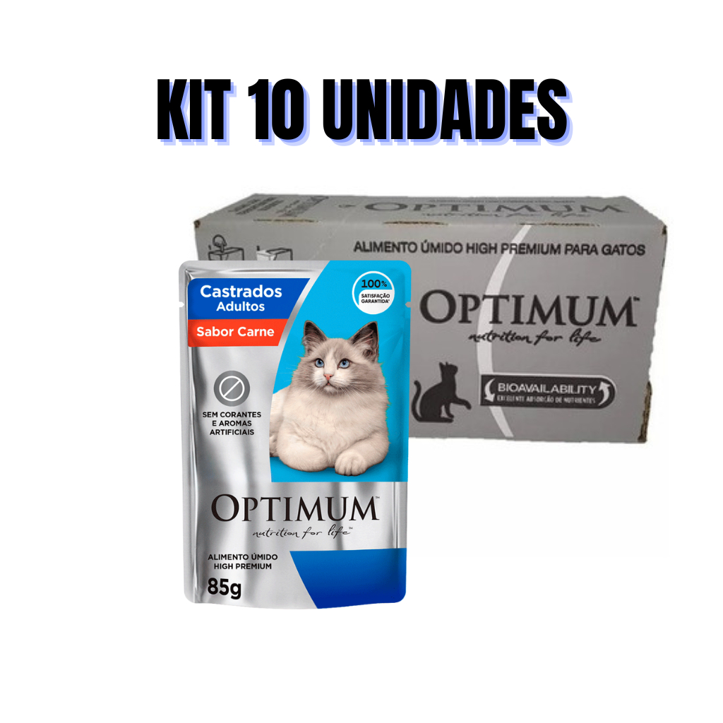SACHÊ OPTIMUM CASTRADOS CARNE KIT 10 UNIDADES em Oferta na Shopee