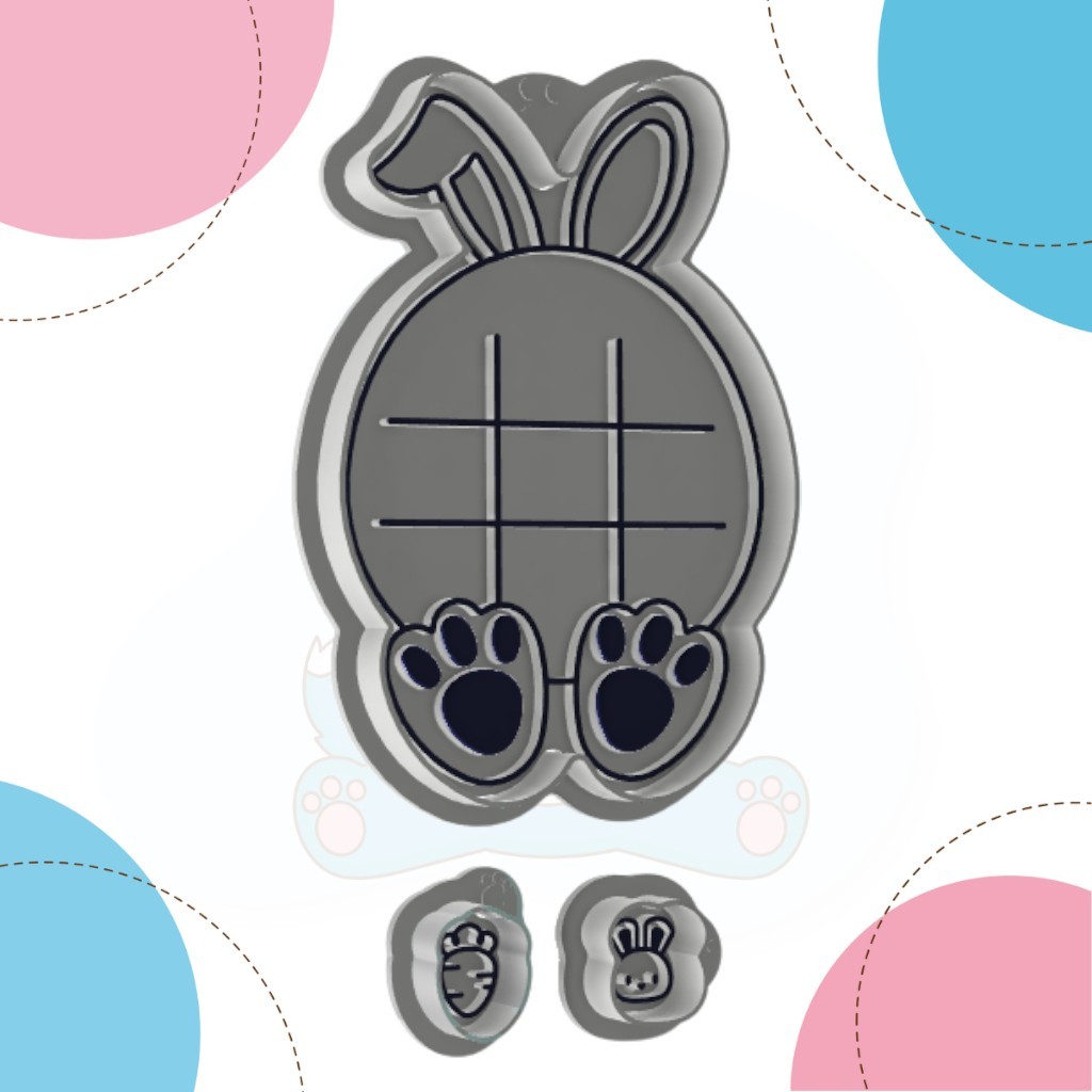 Kit cortador de biscoito JOGO DA VELHA Páscoa 14cm