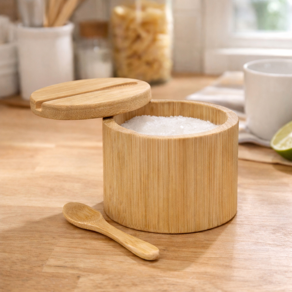 Saleiro de Bambu Redondo Cozinha Tampa Giratória Imã em Oferta na Shopee