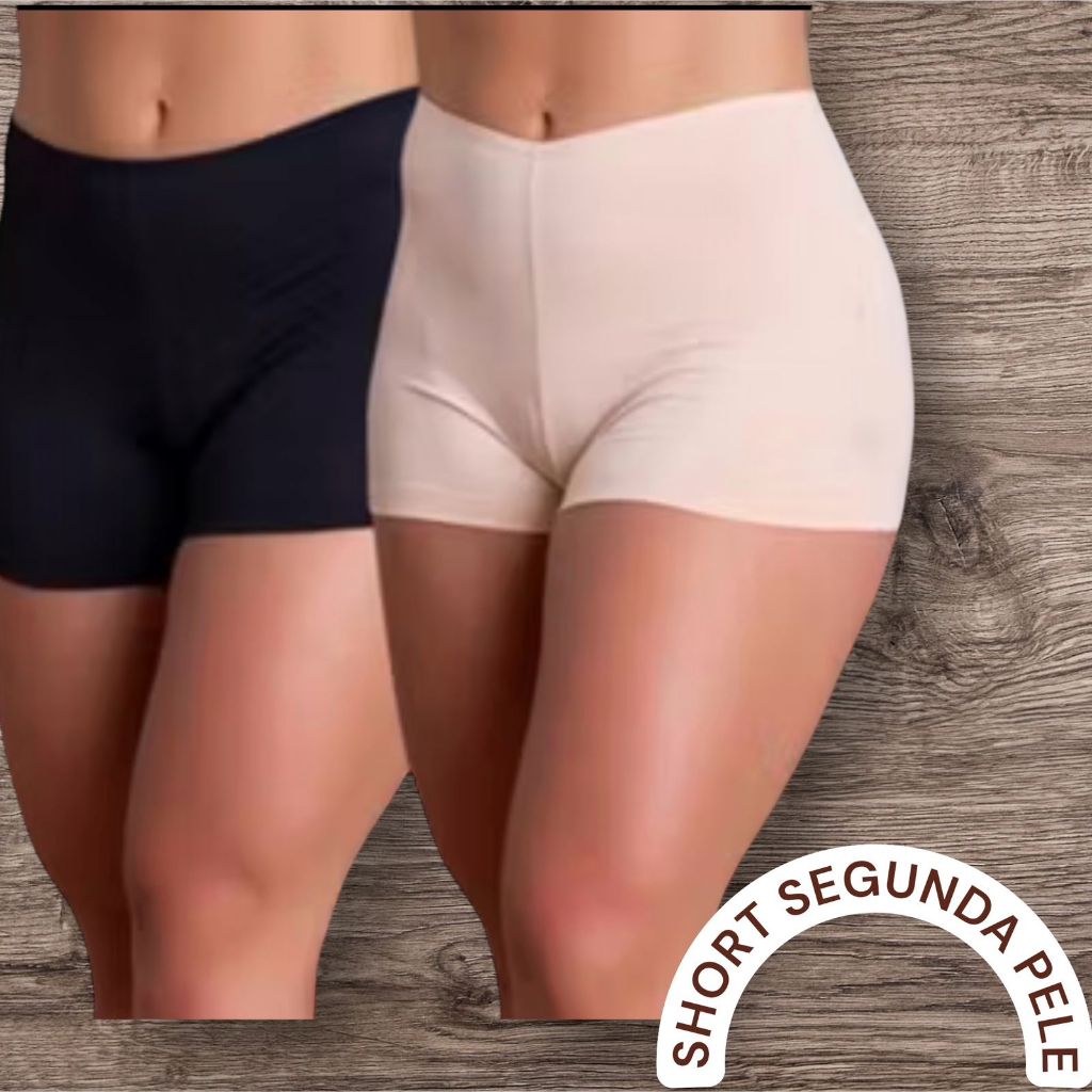 Kit 2 Short Anágua Meia Perna Liso Conforto Segunda Pele Feminino Bermuda Moda íntima Lingerie