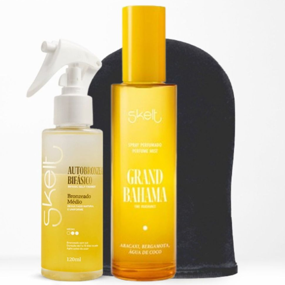 Kit Autobronzeador Bifásico + Luva Aplicadora & Body Splash Grand Bahama