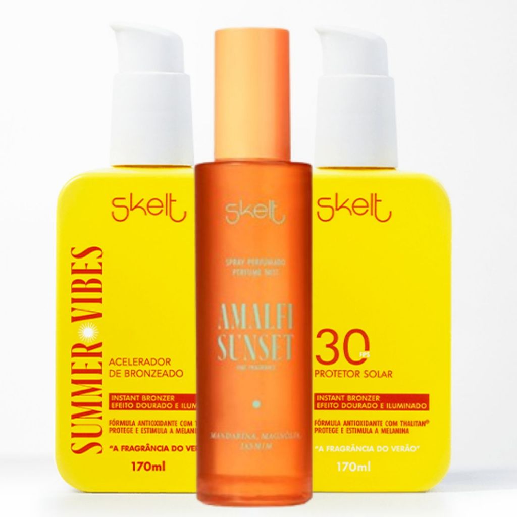 Kit Summer Vibes Protetor FPS 30 + Acelerador + Body Splash Amalfi Sunset