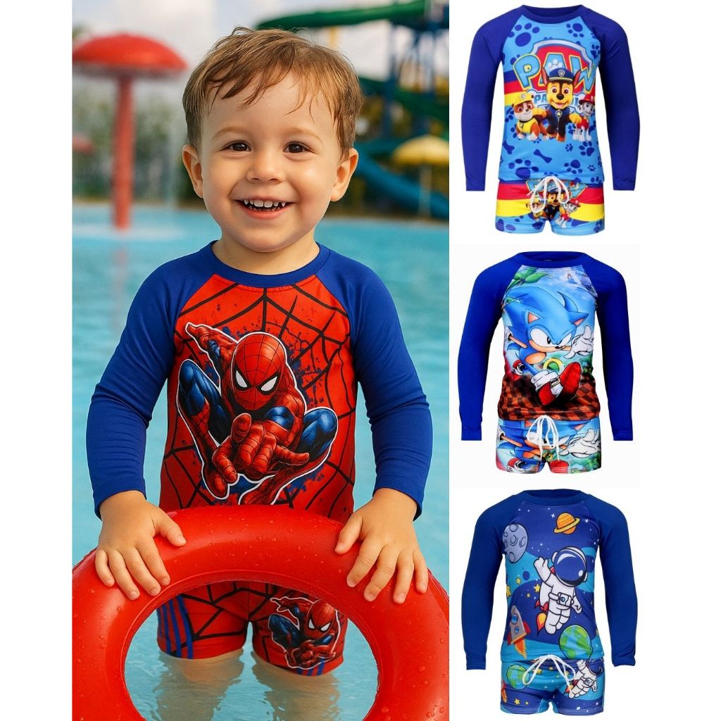 Roupa De Piscina Para Criança Kit Infantil Natação Conjunto de Banho Com Proteção Uv Menino