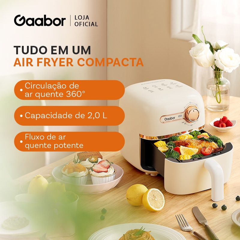 Gaabor Air Fryer 127V 1,4L Controle de Temperatura Timer Unico 900W Antiaderente AF20M YE01A em Oferta na Shopee
