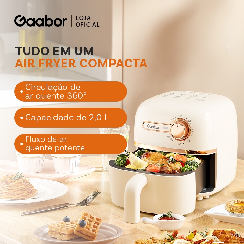 Gaabor fritadeira sem oleo 1,4 litros timer Pequeno e conveniente Fácil de operar 900w AF20M-YE01A em Oferta na Shopee