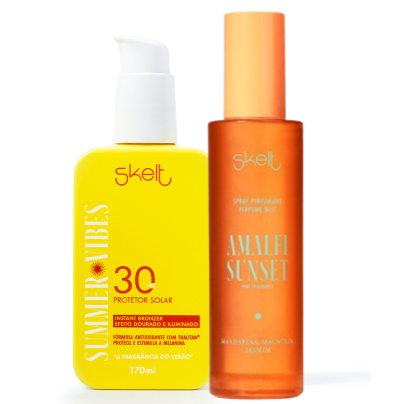 Summer Vibes Protetor Solar FPS 30 + Body Splash Amalfi Sunset em Oferta na Shopee