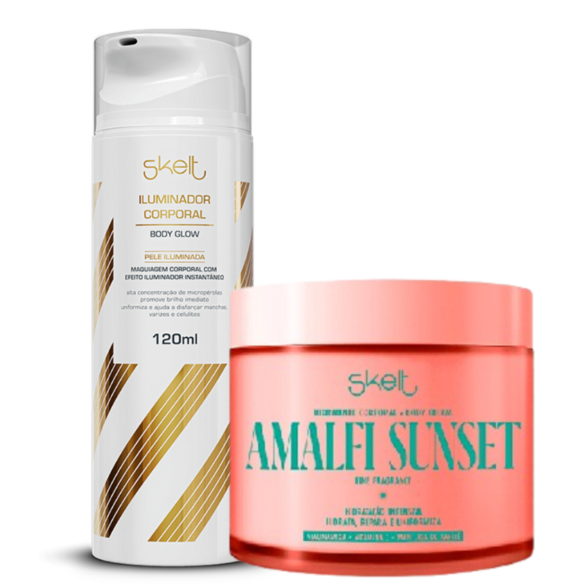Duo Iluminador Corporal + Hidratante Corporal Amalfi Sunset em Oferta na Shopee