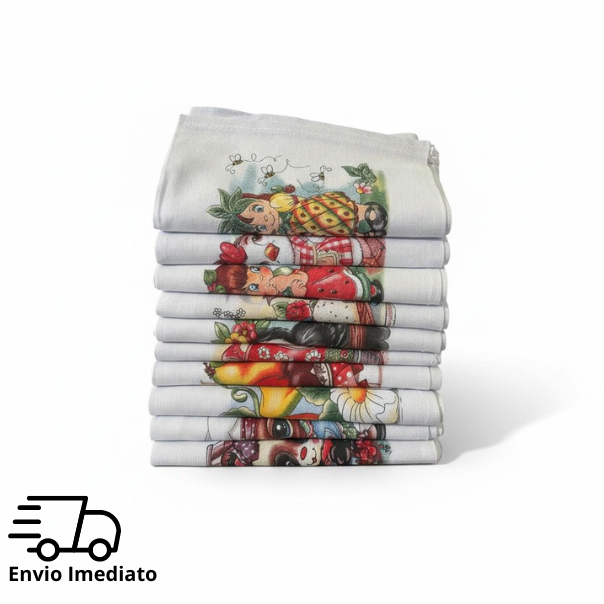 Kit Até 30 Panos de Prato Algodão Grandes Estampas Variadas Alta Absorção Ideais para Cozinha em Oferta na Shopee