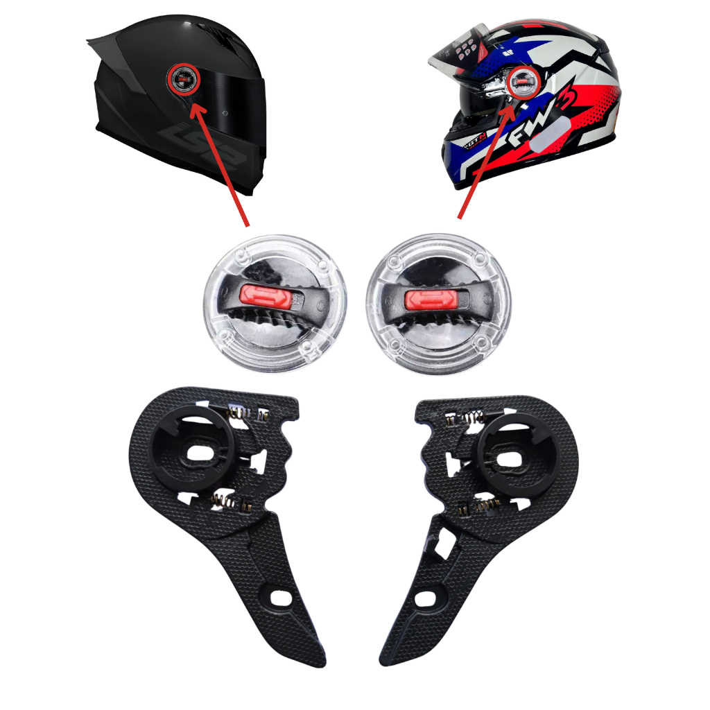Kit 1/2/3 PAR Reparo Completo Botão Fixação Viseira Transparente Cristal Ls2 Ff358 Helt Strada Fw3 Gt Texx Mormaii FF310 em Oferta na Shopee