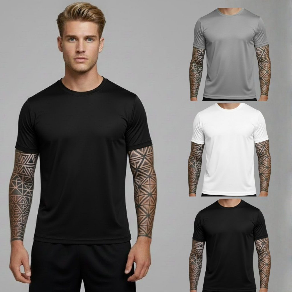 Camisa Camiseta Masculina Dry Fit Anti Suor Secagem Rápida Treino Academia Musculação Casual Básica Lisa Tecido Premium
