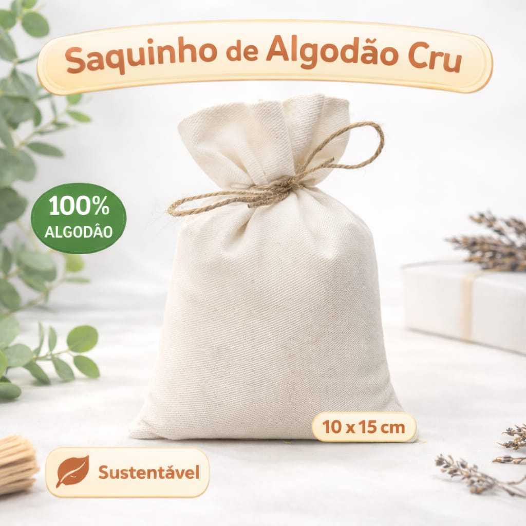 100 Saquinhos 10x15 Algodão cru com cordão de juta para joias naturais, produtos ecológicos e pratas.