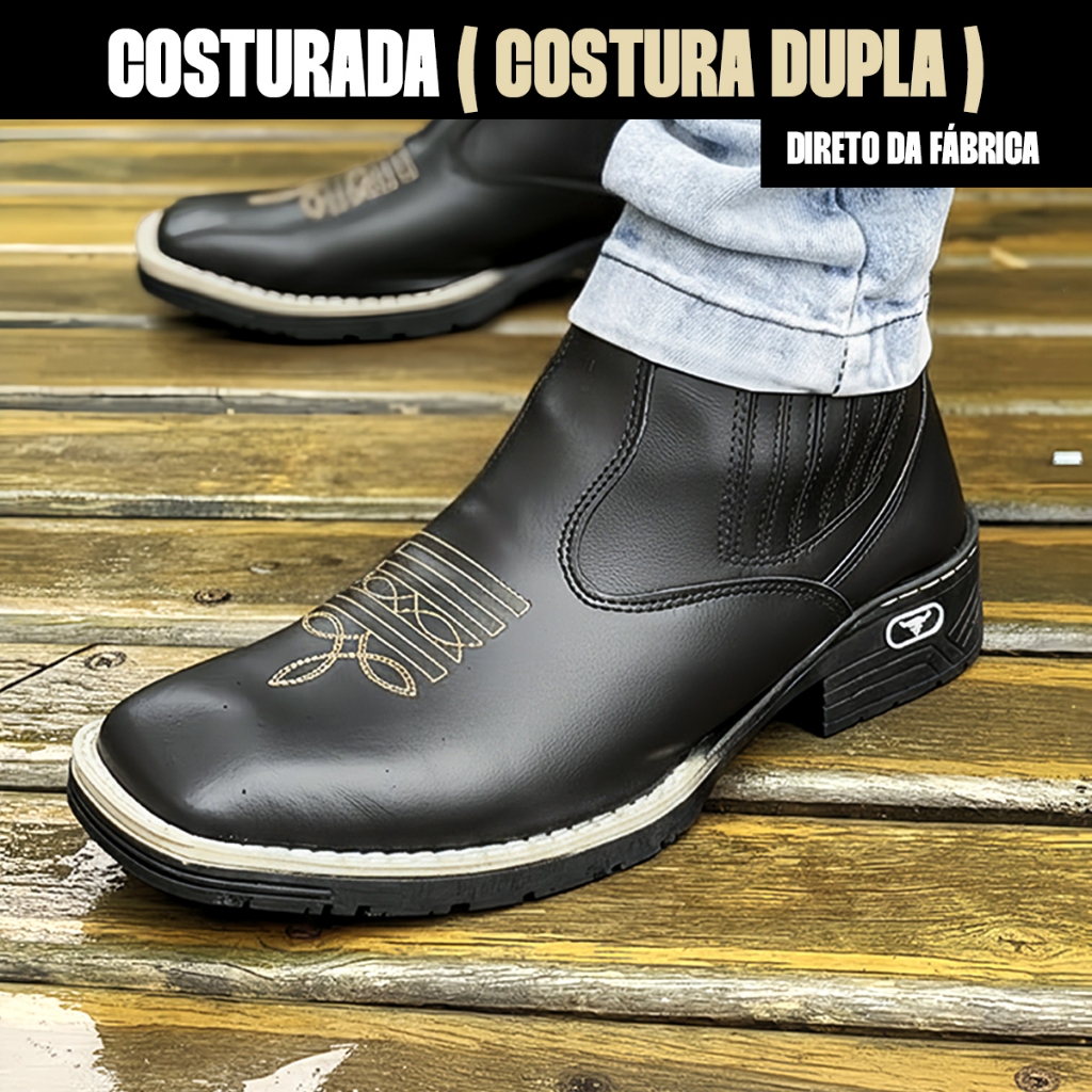 Botina Masculina Country Couro: Onde Comprar | BuscaProdutos