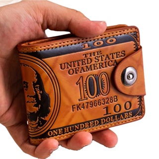 Carteira Masculina De Couro Pu Em Formato De Dólar Com Botão em Oferta na Shopee