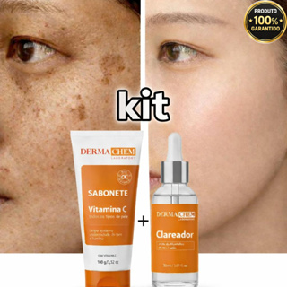 Kit Facial Dermachem Vitamina C Sabonete + Sérum Skincare Limpeza e Hidratação Pele em Oferta na Shopee