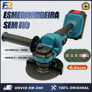 Esmerilhadeira Lixadeira Elétrica Sem Fio Profissional 100mm 2 Baterias 48V 4 Discos em Oferta na Shopee