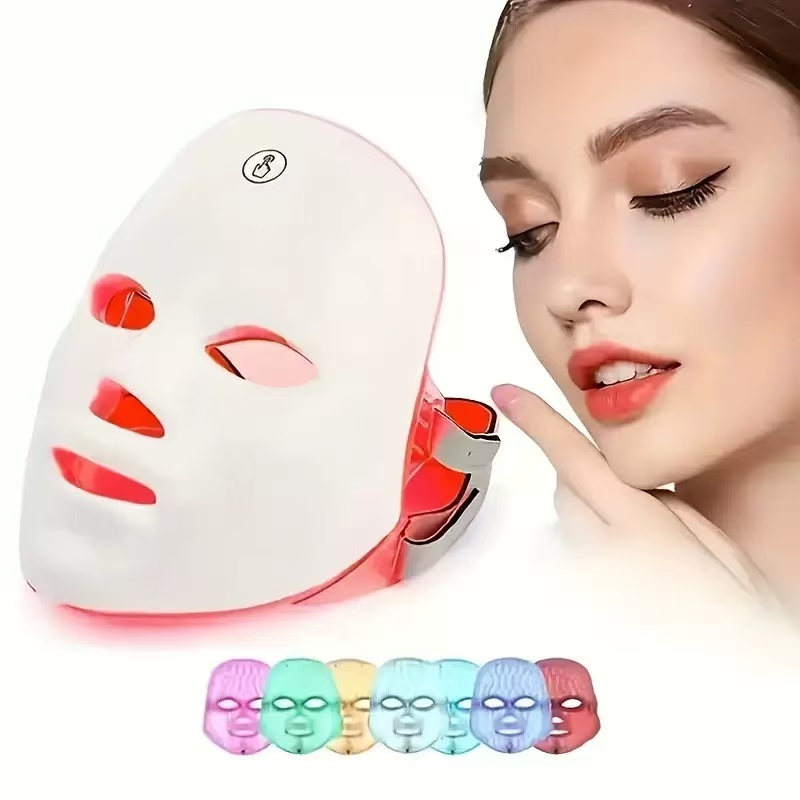 Máscara Facial LED 7 Cores Profissiona , Controla Acne e Reduz Poros para Tratamento Facial