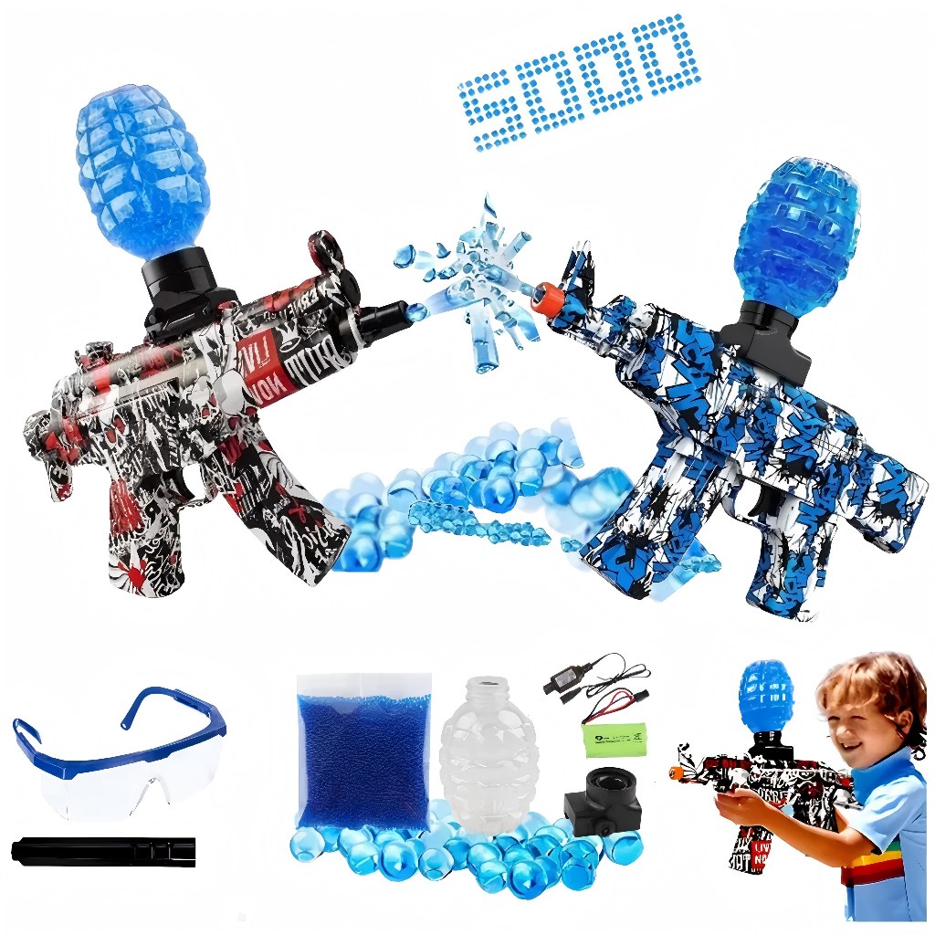 Arma de Gel Blaster Elétrica Automática M416 - Com Silenciador e 5000 Bolinhas