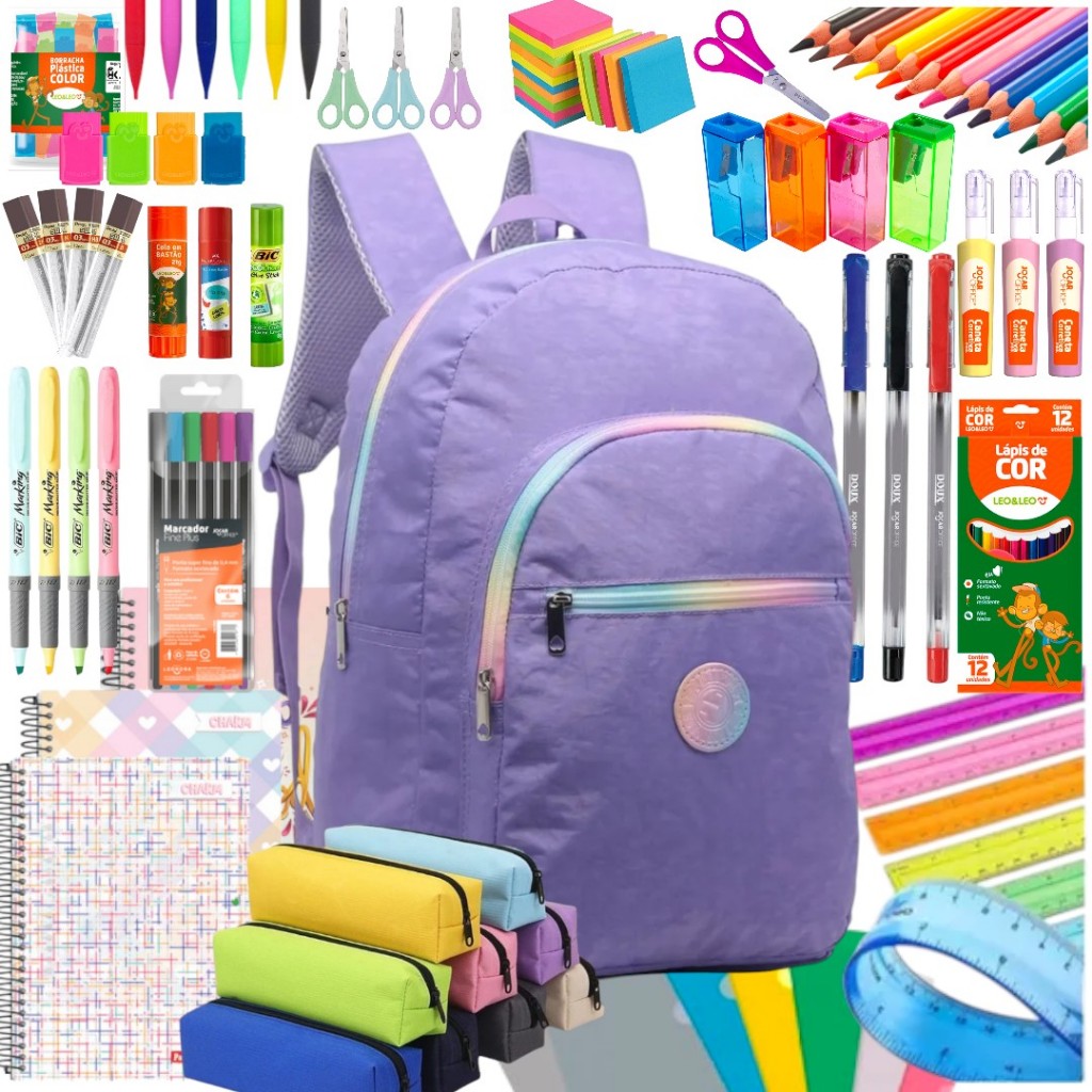 Material Escolar Completo Com Sem Estojo Escolar Feminino Mochila Escolar Feminina Volta As aulas