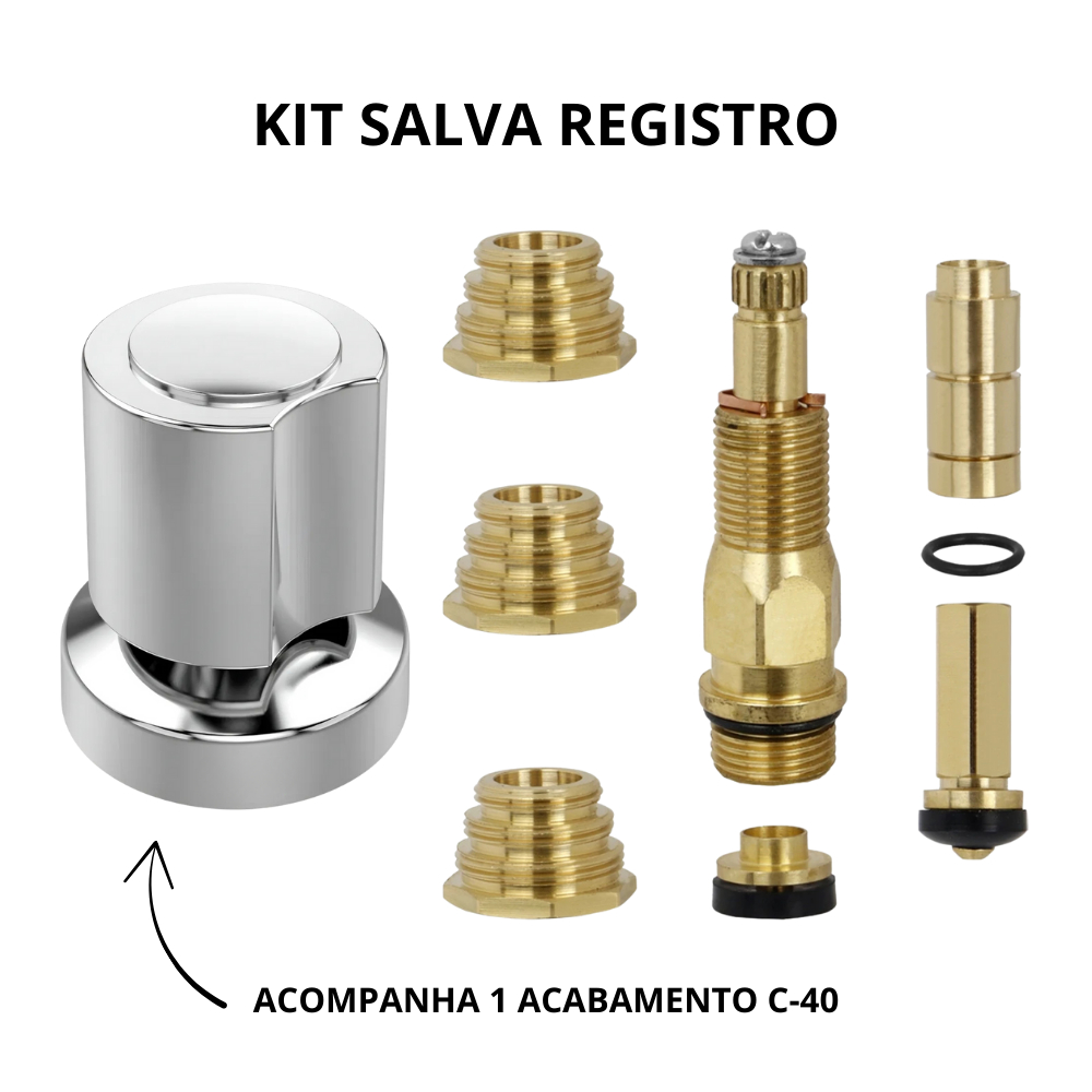 Kit Salva Registro 7x1 Universal com Acabamento C-40 – Reparo Fácil Chuveiro Banheiro