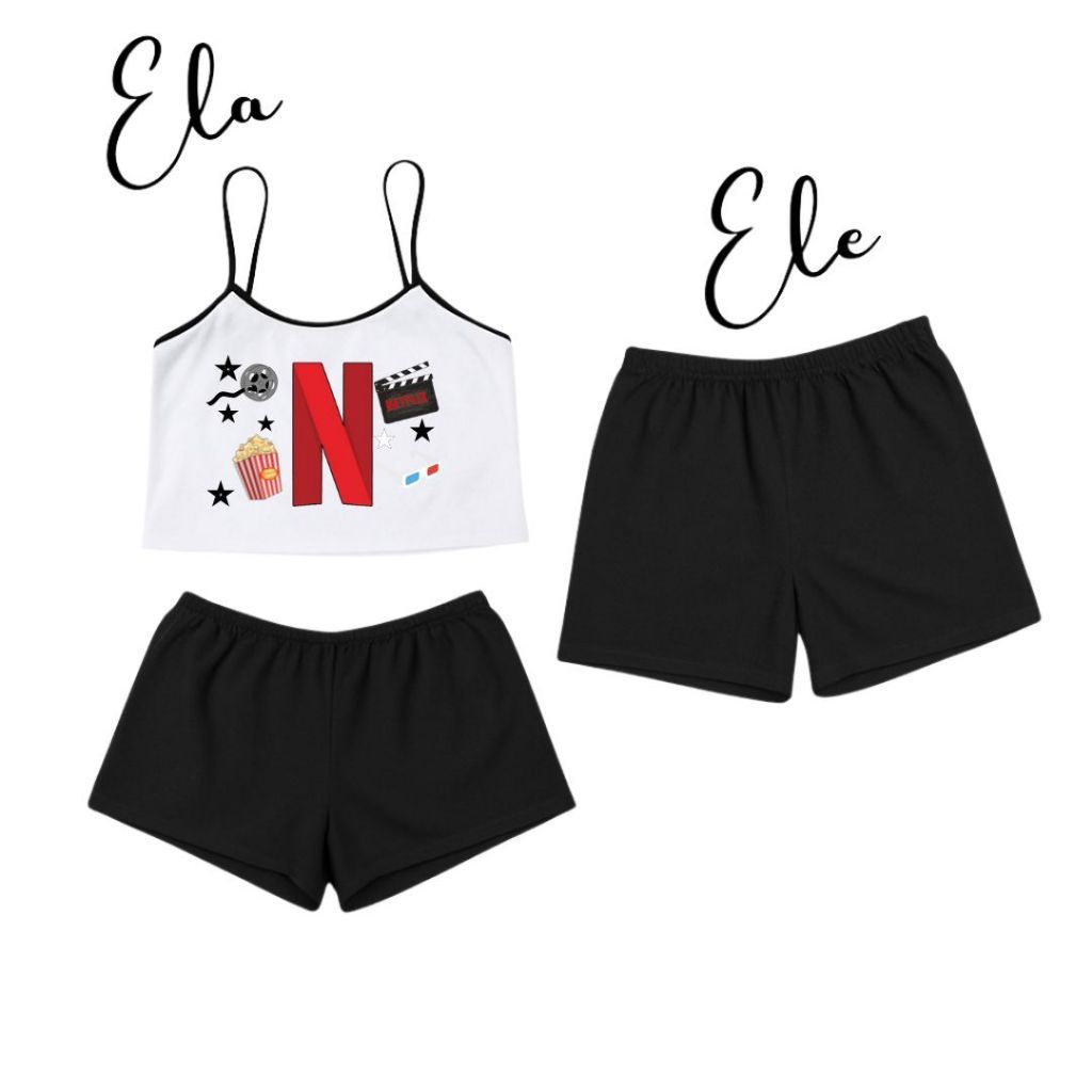 Kit Pijama Casal Feminino Samba Canção Namorados em Oferta na Shopee