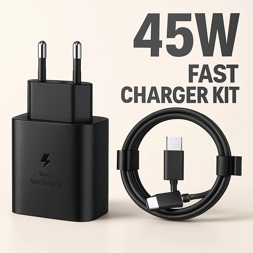 45W Turbo Charger Fast Charge 3X Faster with Type-C Cable 1M, Charger for Android