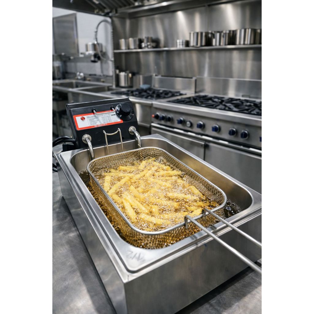Fritadeira Elétrica Cuba 5 Litros Profissional Inox Antchamas C/ Cuba e Termostato Frituras batata