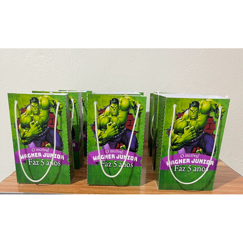 Sacolinha Surpresa Personalizada Hulk - Lembrancinha de Aniversário P