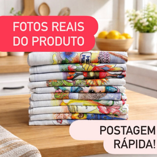 Panos de Prato 1un, 5 ou 10 Panos algodão Estampado decoração para Cozinha Kit em Oferta na Shopee