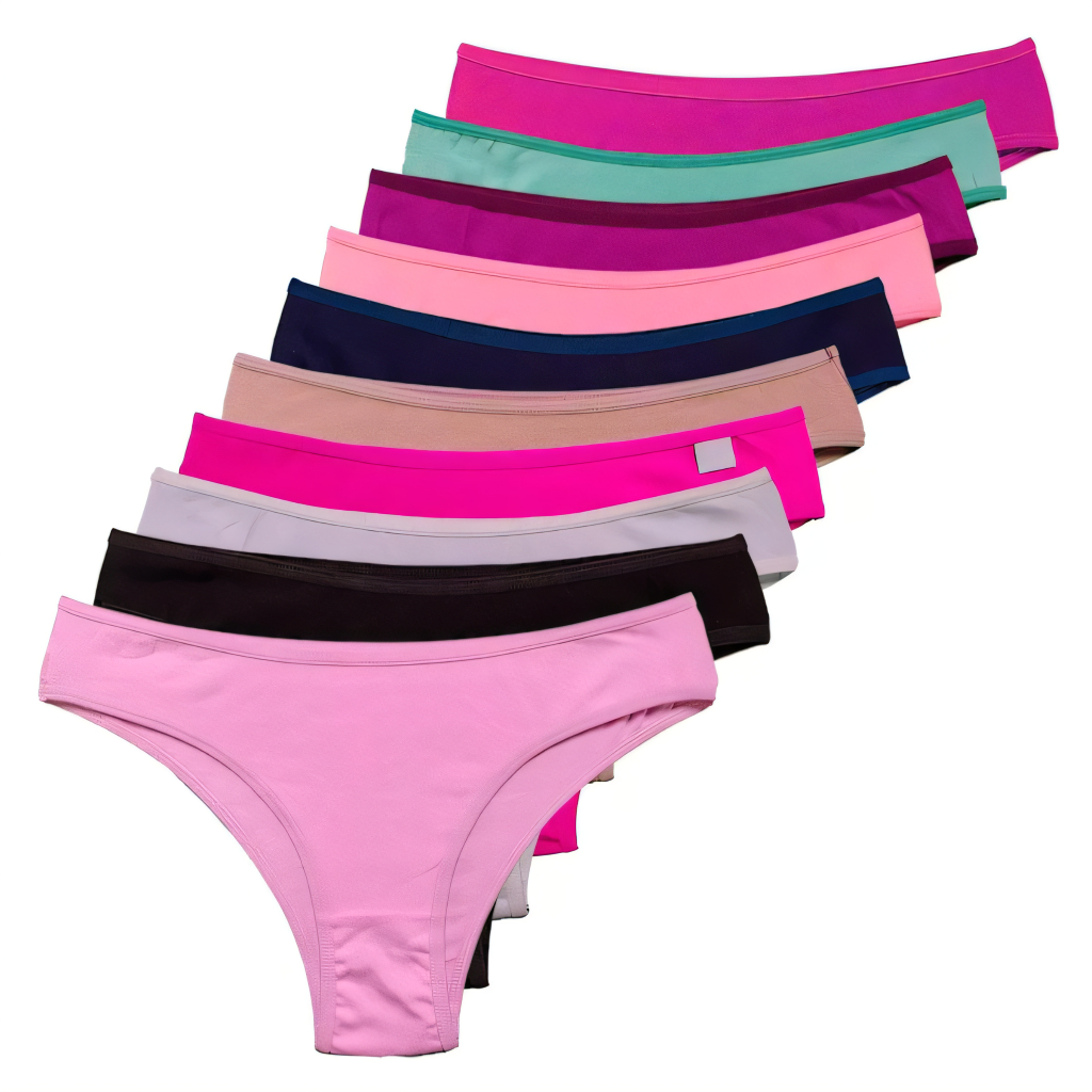 Kit 10 calcinhas lisa microfibra tanga confort com forro de algodão calcinha cotton lingerie em Oferta na Shopee
