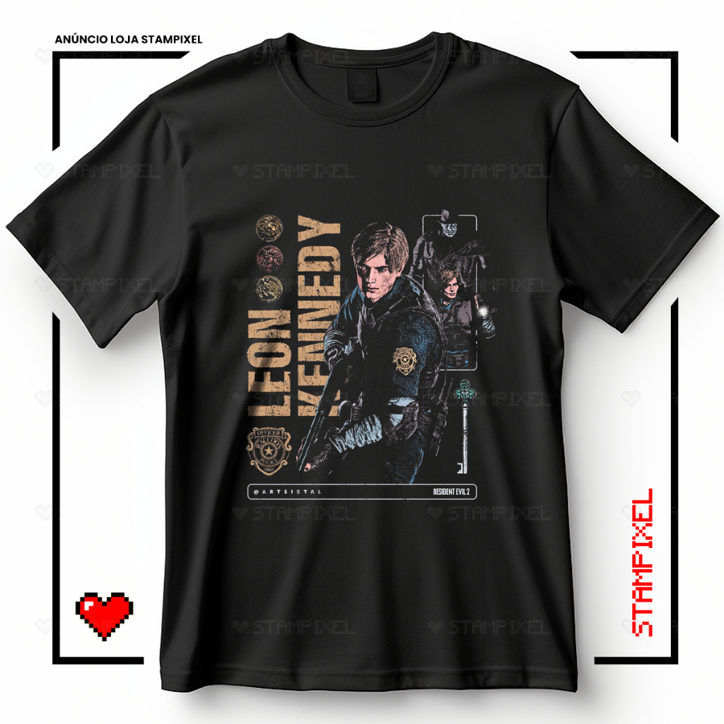 Camiseta Unissex Resident Evil RE Leon S. Kennedy Blusa De Jogo Games Geek Camisa 100% Algodão Adulto Plus Size Infantil em Oferta na Shopee