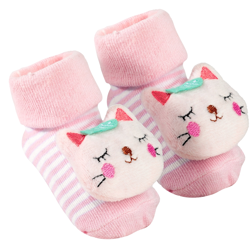 Meia Com Chocalho Buba Meia Bebê Antiderrapante Menina Gatinha Pantufa Infantil