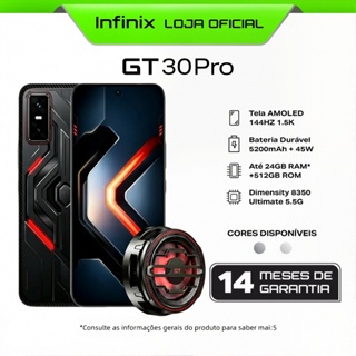 Celular Infinix GT 30 Pro 12GB+256B–Até 24GB de RAM Extendida–Dimensity 8350 Ultimate Câmera de 108MP NFC em Oferta na Shopee