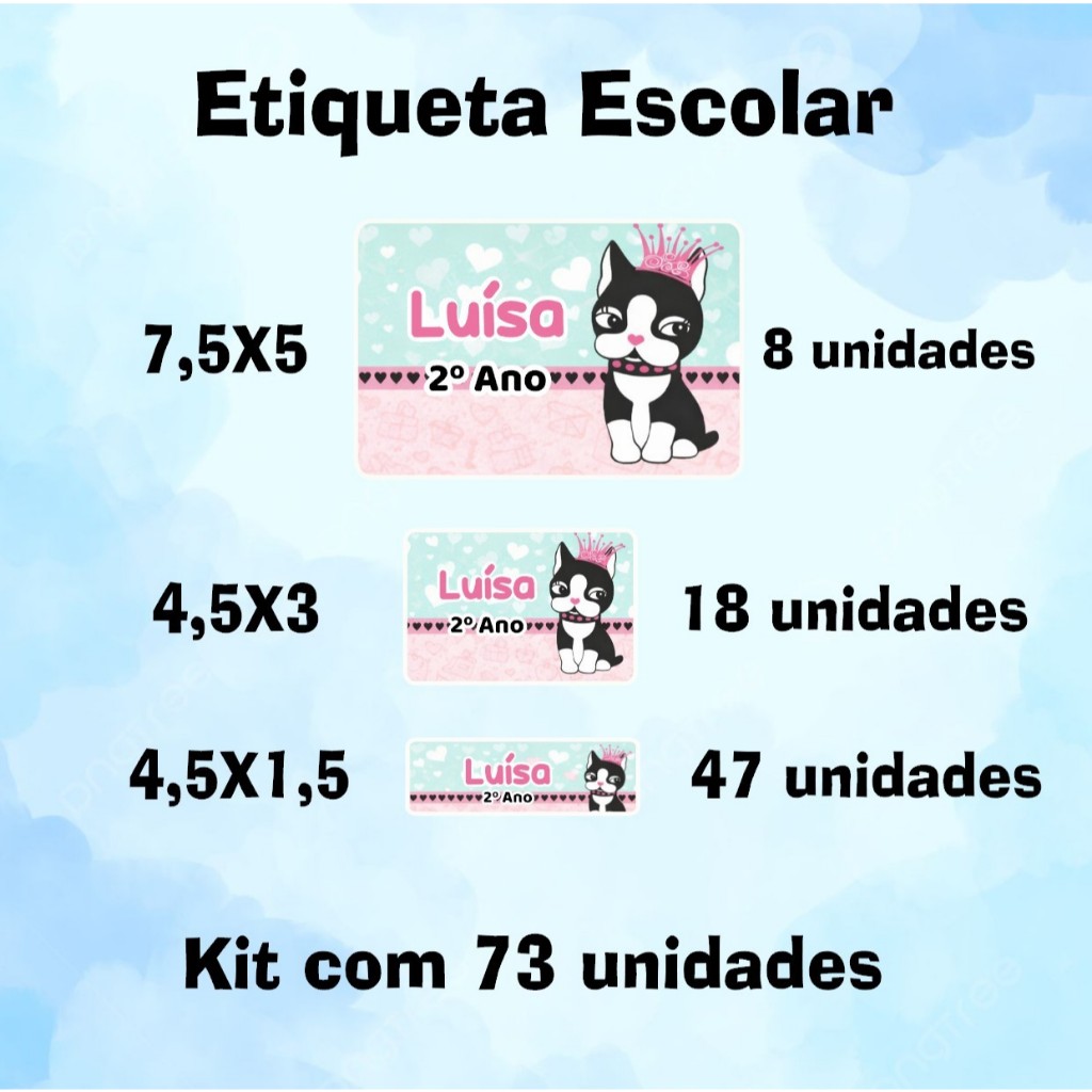 Bonbon - Kit 73 Etiquetas Escolares Adesivas - Rebeca bonbon - Envio Rápido
