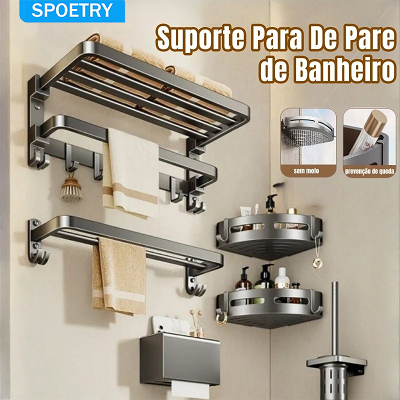 Suporte Para  De Parede Banheiro De Banheiro Multifuncional Prateleira De Banheiro Porta Toalha