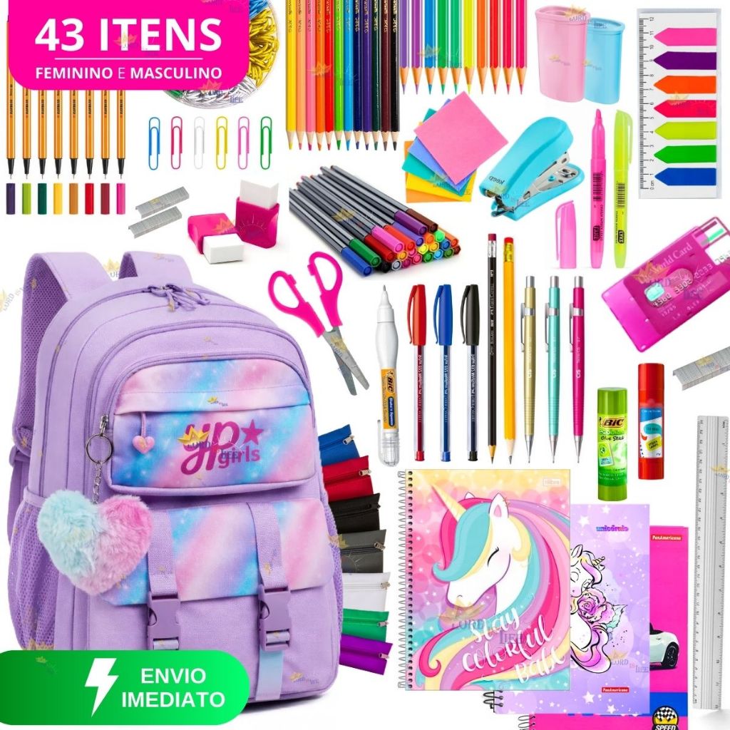 Kit Material Escolar Menina Completo Sem Com Mochila Feminina Escolar Material Estojo Escol Feminino