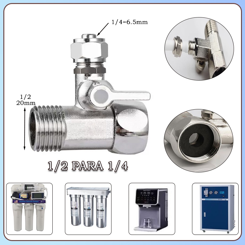 Adaptador de Água Purificação 1/2-1/4: Válvula de Esfera Segura Inclusa em Oferta na Shopee