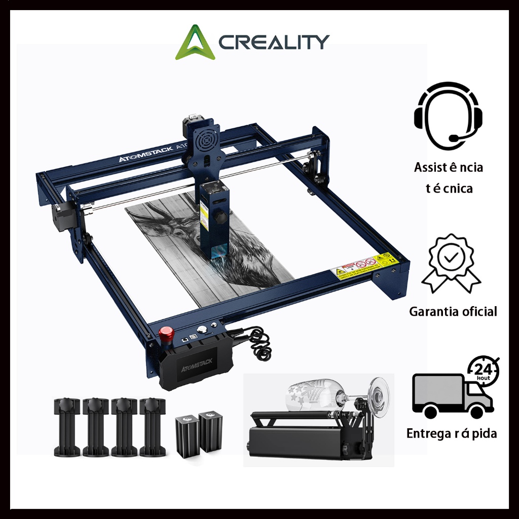 ATOMSTACK A10 Pro 360° Rolo Para Máquina De Gravação A Laser para Corte de MDF Original