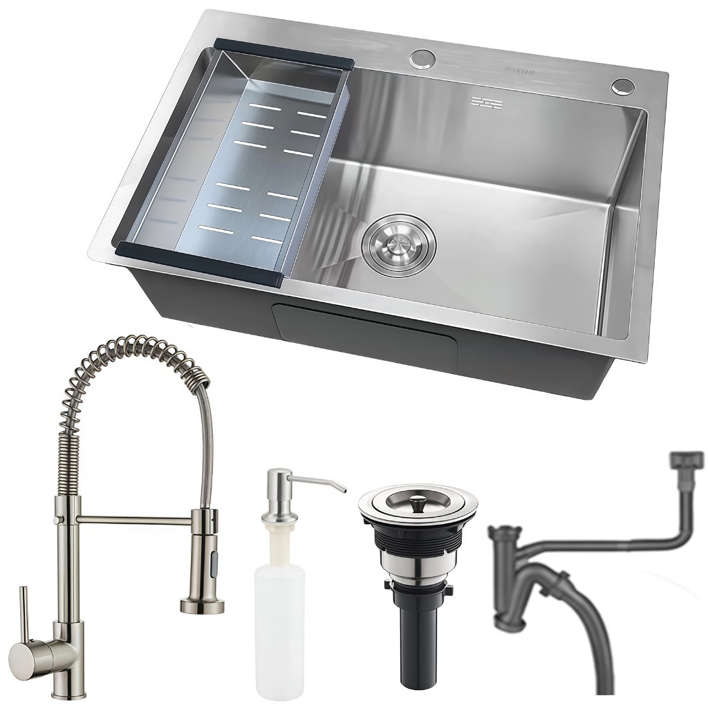 Cuba Inox Escovado Quadrada 65x45 Gourmet Com Acessórios